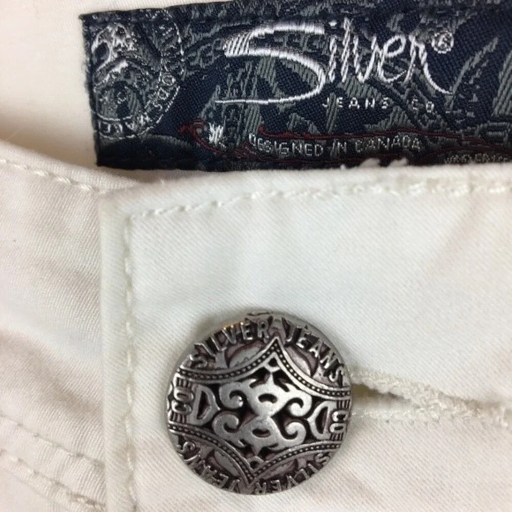 Silver Jeans White Suki Capri Cotton Pants 27 - Picture 6 of 9